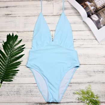 2020 New Deep-V One Piece Swimsuit Female Backless Bodysuit Brazilian Monokini Swimwear Women Bathing Suit Swimming Plus size